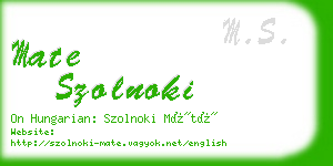 mate szolnoki business card